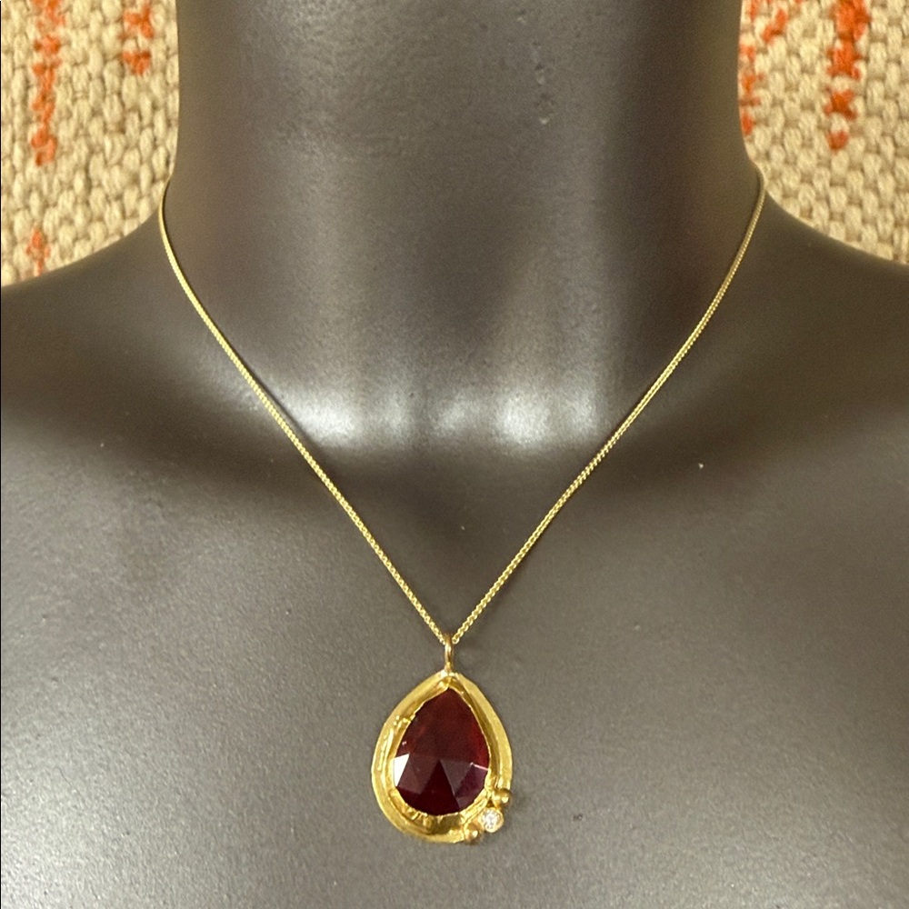 Nava Zahavi “Gilded Grace” ruby, diamond and 24k gold necklace. New in box!